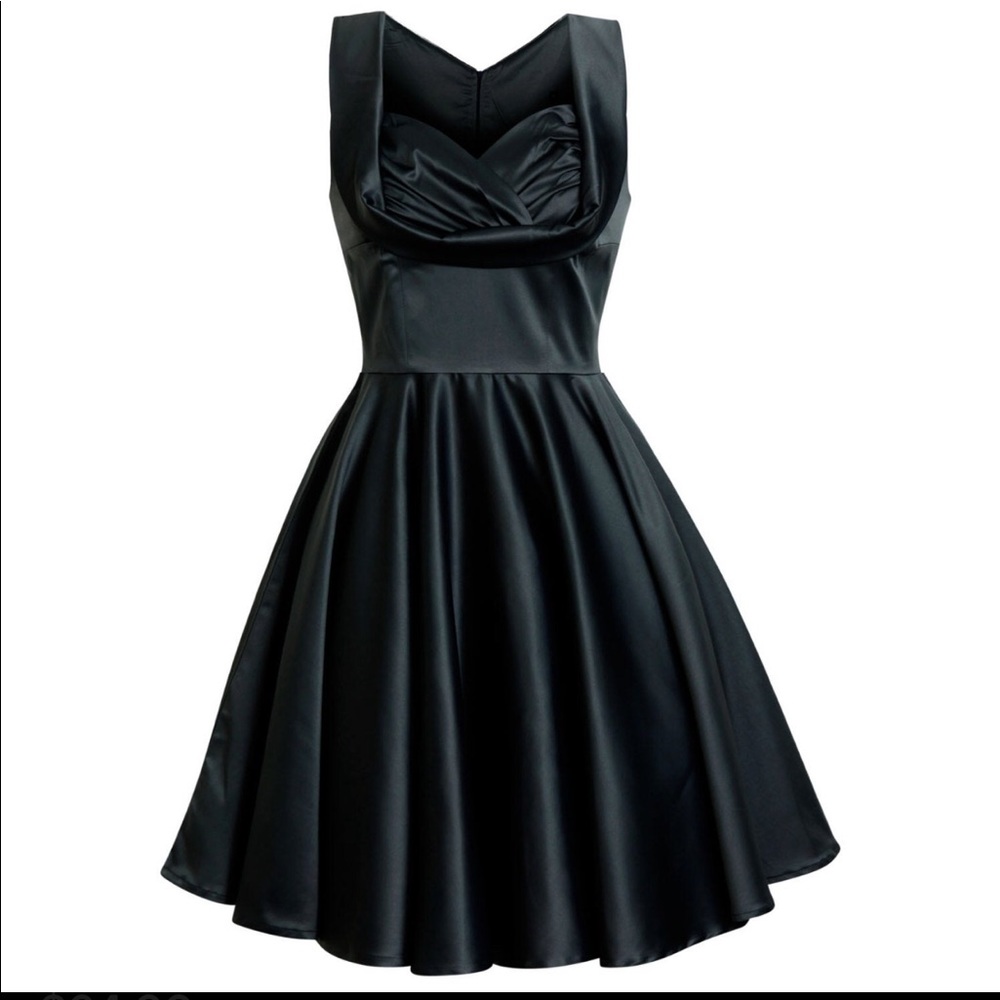 Dark grey 1950s style satin swing dress NWOT